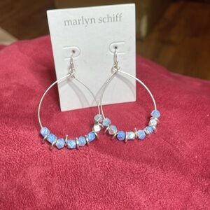 Marlyn Schiff Silver and Light Blue Beaded Earrings